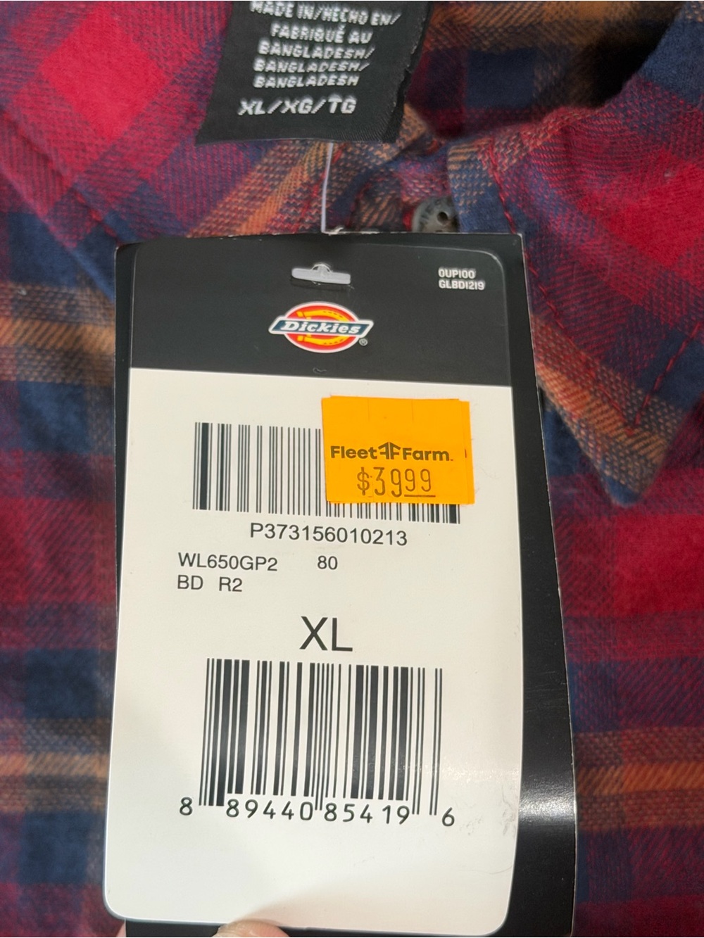 Dickies Flex Flannel Shirt Red Blue Plaid Relaxed Fit nwt XL - Picture 6 of 7